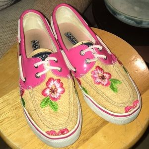 Sperry Pink Floral Slip-on Boat Shoes